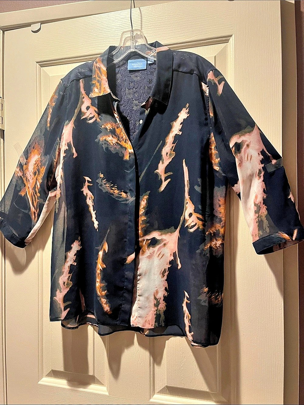 Simply Vera Wang Abstract Print Button Down Top XL